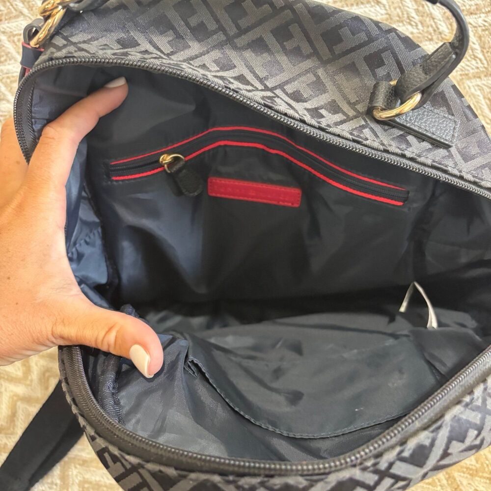 Tommy Hilfiger Signature Canvas Faux Leather Backpack - Picture 5 of 5